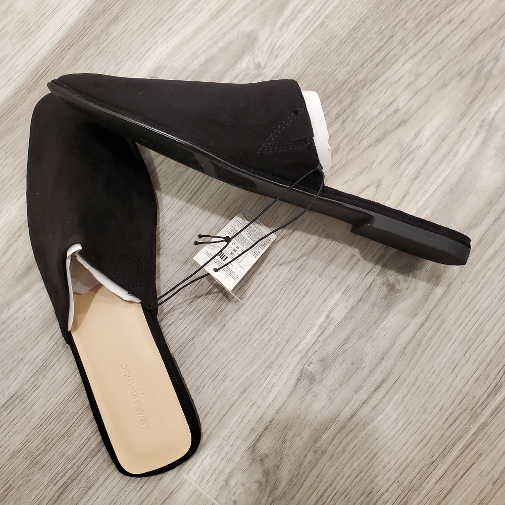Black faux suede mule